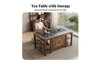 serene-Inspired Design Gongfu Tea Ceremony Table Space-Saving Gongfu Tea Table with Accessories Built-in Storage Shelf Household Furniture Minimalist Aesthetic for Fans of Asian Culture, Gift Givers, Living Room, Balcony, Reception Area, Office