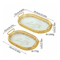 Gold Oval Tray with Handles Light Luxury Aesthetic Iron Art Storage Plate