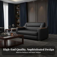 High-Resilience Foam Cushions 3 Seater Leather Office Sofa Easy to Clean 3 Seater Office Couch Wear-Resistant Modern Business Reception Couch Waterproof for Visitors, Clients, Homeowners, Lobby, Waiting Room