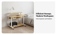 Space-Saving Mobile Computer Stand Minimalist design Rolling Laptop Cart space-efficient Design Portable Workstation Sturdy Frame for Small Apartment Dwellers, Remote Workers, Students, Bedroom, Home Office, Dorm Room