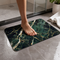 Diatomaceous Earth Bath Mat, Non-Slip Absorbent Quick Dry Bathroom Floor Mat with Marble Pattern