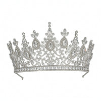 Sparkling Bridal Crown Jeweled Wedding Crown Symmetrical Bridal Tiara High-Profile for Weddings
