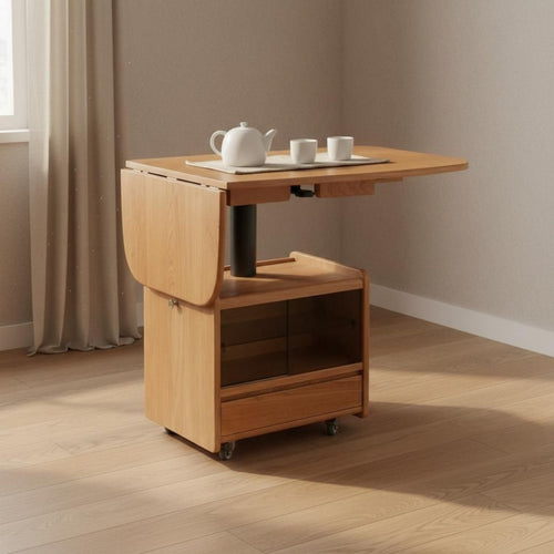 1 Piece Lift Surface Table Solid Wood Folding Dining Table Cart Foldable Convertible Multi-functional Ergonomic Adjustable Height Remote Workstation Suitable for Homeowners Small Areas Living Room