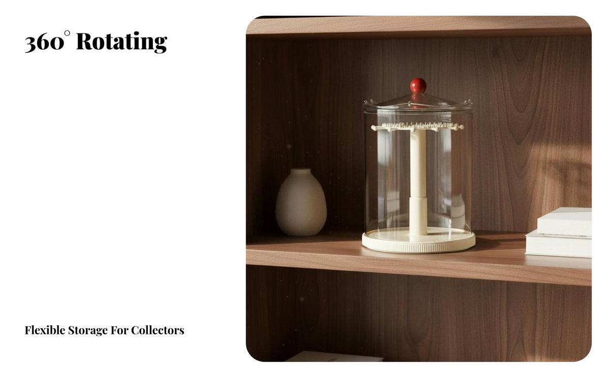 360° Rotating Figure Display Case Dustproof Rotating Display Case Large Capacity Figure Organizer for Collectors, Toy Enthusiasts, Tabletop