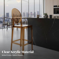 Clear Acrylic High Stool Transparent Seat Clear Stool with Backrest Light Luxury Protected for Interior Designers, Restaurant