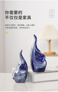 白瓷创意大象摆件轻奢陶瓷客厅装饰吉祥乔迁婚庆开业礼物厂供