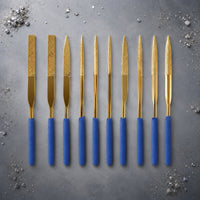 10 Pieces Blue Handle Diamond File Set Long-Lasting Cutting Performance Precision File Kit