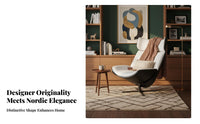 Geometric Rotating Armchair Nordic Design Rotating Chair with Footstool Sculptural Form Includes Ottoman for Homeowners