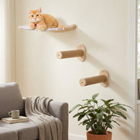 Cat Hammock Wall Mounted Cat Shelf with scratching surface, Canvas Wooden Bed for Indoor Cats, Simple Style Climbing and Play Wall Space