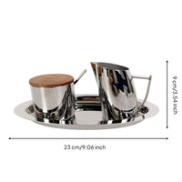 Sugar container and Milk Pitcher Set with Tray Stainless Steel   Serving Ware for Restaurant