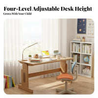 Height Adjustable Kids Desk Solid Wood Student Desk Compact Design Lifting Study Table Ergonomic Workspace Suitable for Parents Homeschooling Bedroom Study Area