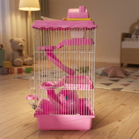 Castle Hamster Cage and Multi-Level Hamster Habitat, Three-Layer Structure with Base, Modern Style Dwarf Animal Travel Carrier Habitat