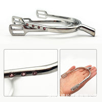 Crystal-Decorated Metal Spurs in Gold or Silver, Model SP6107ZR, for Riding