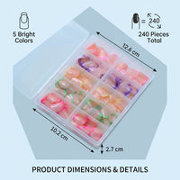 Nails Short Fake for Women, 240 Pieces Reusable Artificial Boxed Set, Temporary for Daily Wear and Summer