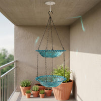 Solar Powered Bird Bath Fountain Cascading Water Solar Hanging Bird Bath