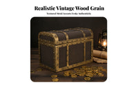 Pirate Treasure Chest Gold-Toned Trim Foam Treasure Chest Hinged Lid