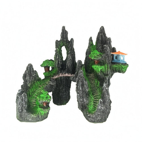 Aquarium Rockery Carved Openings Rock Mountain Decor Aquatic-Friendly Holes
