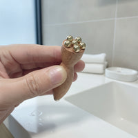Wooden Facial Massager with Brass Tips Two-sidedEnded Facial Massage Tool with Brass Balls Handheld Rounded for Self-Care