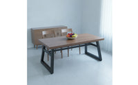 Long-Lasting Wood Grain Dining Table Easy to Assemble Table with K-Shaped Legs Scratch-Resistant Furniture Space-Saving for Families, Renters, Kitchen, Cafe