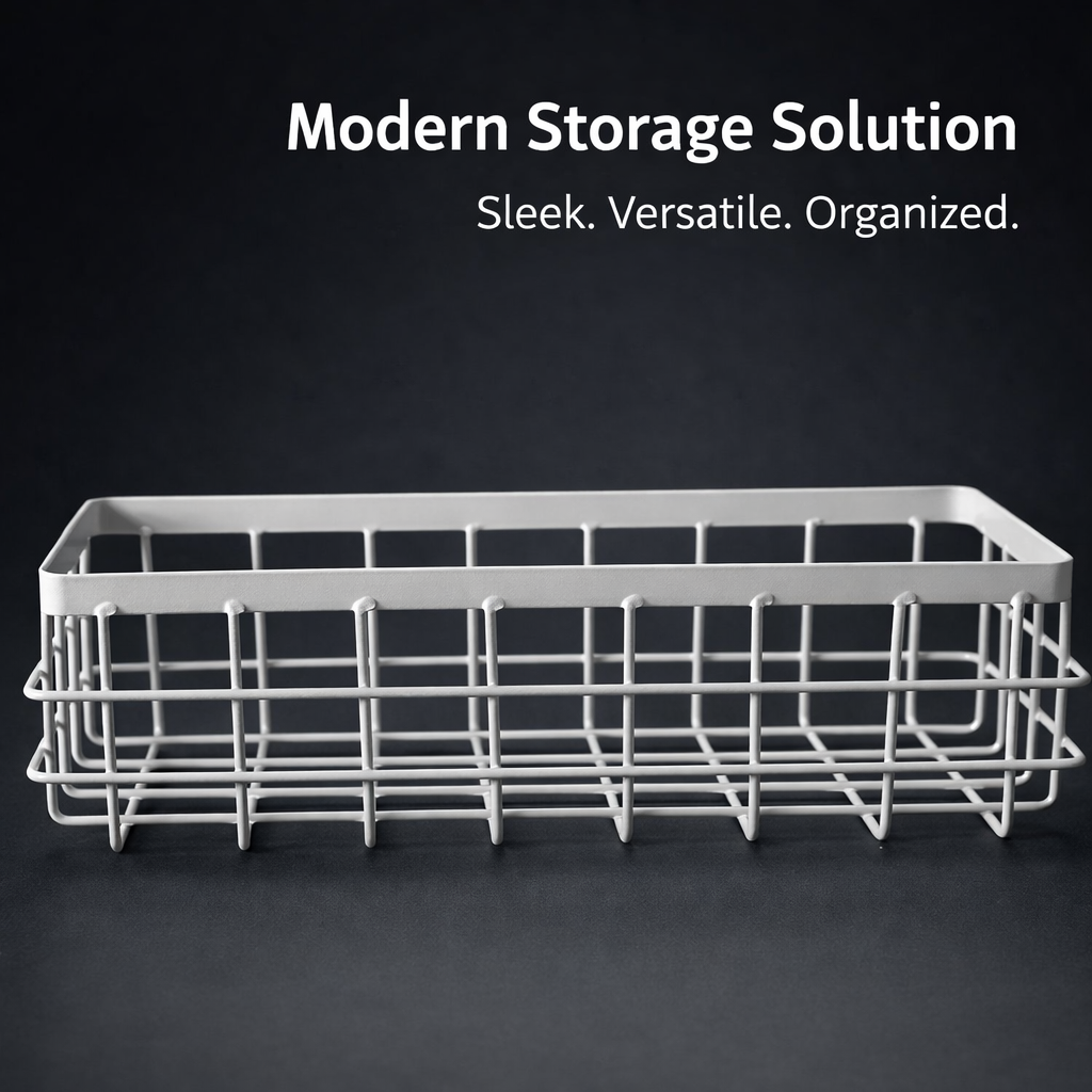 Storage Baskets for Shelves with Iron Wire Metal Frame for Kitchen Wall Hanging and Desktop Organizer, Minimalist Design Style