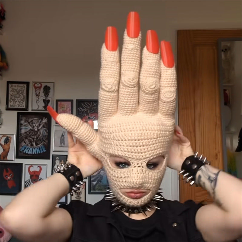 Handcrafted Palm-Shaped Knit Beanie for Adults Creative Warm Hat