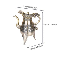 Liquor Pot Engraved Metal Pitcher with Spout Tabletop for Collectors, Hosts