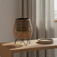 Wicker Basket Plant Stand Waterproof Woven Planter Rustic Charm for Indoor