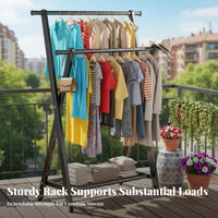 Foldable Single-Rail Clothes Stand Floor-Standing Clothing Rack foldable Simple Design for Homeowners, Dorm Room, Entrymanner