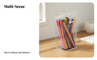 Transparent Hinged Lid Pen Holder Multifunctional for Bathroom, Craft Room