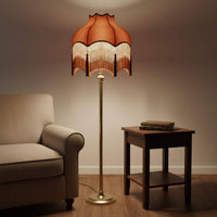 Floor Lamp Shade French Country Design Velvet Lampshade Beaded Trim for Study