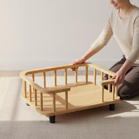 Wooden Pet Bed with Fence Breathable Raised Cat and Dog Lounger Moisture-Proof
