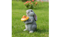 Solar Garden Statue Rabbit Ornament with Lantern LED Figurine Resin Sculpture for Yard Lawn Decoration with Solar-powered Lighting Suitable for Patio Walkway Flower Bed Outdoor Use