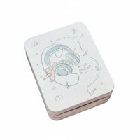 Cartoon Print Tin Case Hinged-Lid Lid Decorative Box Dust-Proof for Students