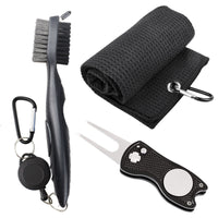 Golf Towel Brush Set 3-Piece Golf Club Cleaning Kit Metal Divot Tool for Golfers