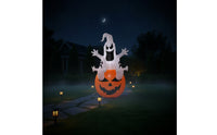 Spooky Inflatable Ghost with Pumpkin Cute Halloween Inflatable Ghost Funny Yard Decoration Indoor for Lawn