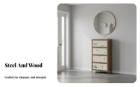Wood Grain Finish Multi-Level Shelf Unit with Doors Floor-Standing shelf unit Sturdy Construction Storage Furniture mid-century-inspiredera Modern Design for Book Lovers, Office Workers, Homeowners, Living Room, Bedroom