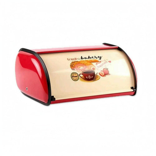 Retro Bread Box Bakery Print Hinged-Top Loaf Box Countertop