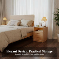 Multi-Storage Nightstand Walnut Finish Single-Drawer Cabinet with Shelf