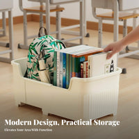 Expandable Rolling book container Easy Assembly Wheeled Book container Stackable for Parents
