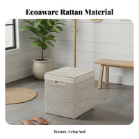 Lidded Clothes Hamper Wabi-Sabi Design Laundry Basket Handwoven for Living Room