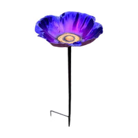 Garden Stake with Flower Basin Metal Flower Bird Feeder Wide for Flowerbed