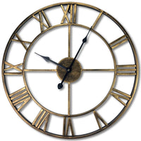 Vintage Roman Numeral Wall Clock, Round Metal Frame, Nordic Style