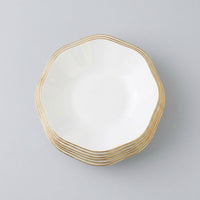 Bone China Serving Plates with Gold Trim, Modern Minimalist Style