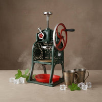 Hand-Cranked Ice Maker Red and Green Pedestal-Standing Ice Maker Adjustable Kitchen Gadget