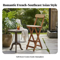 Folding Stool with Woven Backrest French design for Dessert Shop, Bar, homeowners