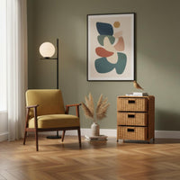 Wicker Design Bedside Table Handmade 3-Tier Woven Storage Organizer for Bathroom