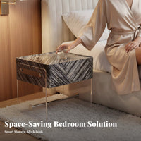 Curved Framed emphasize Table Light Luxury & aesthetic Nightstand Space-Saving for Living Room