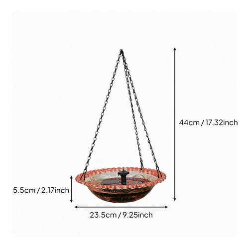 Hanging Solar Bird Bath Decorative Garden Decor for Balcony, Yard