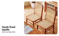 Cane Rear Chair Nordic & Aesthetic Armless Wooden Chair Natural Imperfection Artistic Look Woven Rearrest for Adults, Study Room