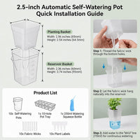 Self-Watering Plant Pot with Tray, Plastic, for Succulents and Seedlings